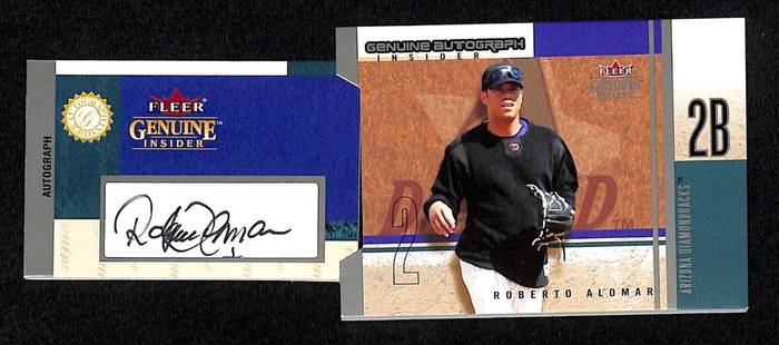 Roberto Alomar 2004 Fleer Genuine Autograph Insider Auto 122/150 Diamondbacks: Roberto Alomar 2004 Fleer Genuine Autograph Insider Auto 122/150 Diamondbacks Autographed: Yes League: Major League (MLB) Set: 2004 Fleer Genuine Insider Signed By: Roberto Alomar Player/Athlete: