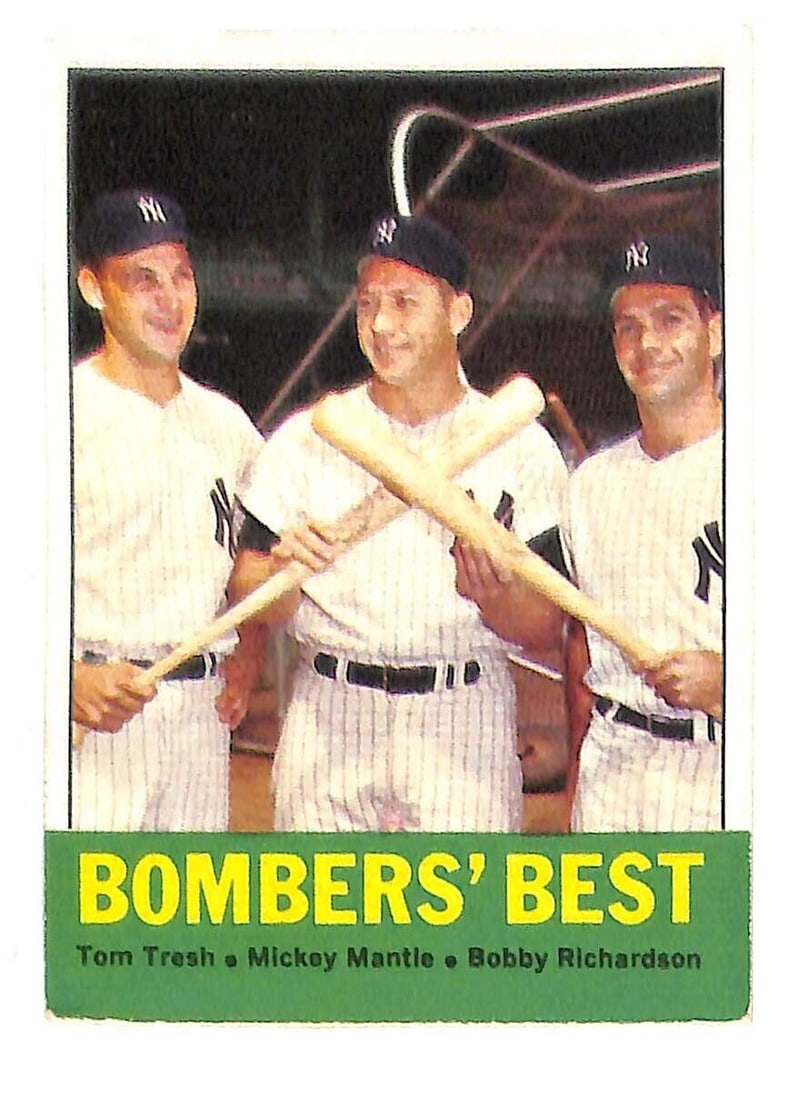 Mickey Mantle 1963 Topps Baseball Card Ex Bombers Best: Mickey Mantle 1963 Topps Baseball Card Ex Bombers Best Card Size: Standard League: Major League (MLB) Autographed: No Set: 1963 Topps Year Manufactured: 1963 Player/Athlete: Mickey Mantle Original/Lic