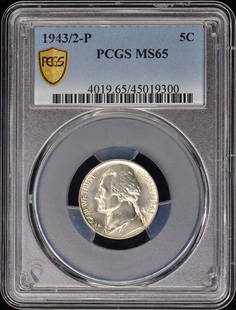 1943/2-P 5C Jefferson Nickel PCGS MS65: 1943/2-P 5C Jefferson Nickel PCGS MS65 Certification: PCGS Year: 1943 Circulated/Uncirculated: Uncirculated Denomination: Jefferson Nickel Grade: MS65 Mint Location: Philadelphia Certification
