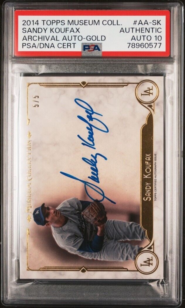 Sandy Koufax 2014 Topps Museum Collection Archival Gold PSA Auto 10 #AA-SK: Sandy Koufax 2014 Topps Museum Collection Archival Gold PSA Auto 10 #AA-SK Sport: Baseball Player/Athlete: Sandy Koufax Manufacturer: Topps Museum Collection League: MLB Team: Los Angeles Dodgers Card