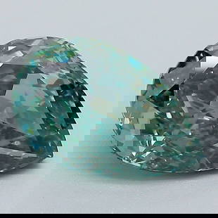 Ideal Loose Diamond - Pear 2.17ct Fancy Vivid Blue Green: Ideal Loose Diamond - Pear 2.17ct Fancy Vivid Blue Green Ideal Cut: Yes Source: This is a real non-mined Diamond that has been grown in a lab Shape: Pear Carats: 2.17 Color: Fancy Vivid Blue Green