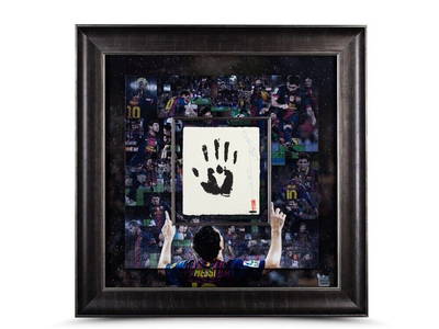 Lionel Messi Autographed 36X36 Print FC Barcelona Framed "Tegata" Hand #/20