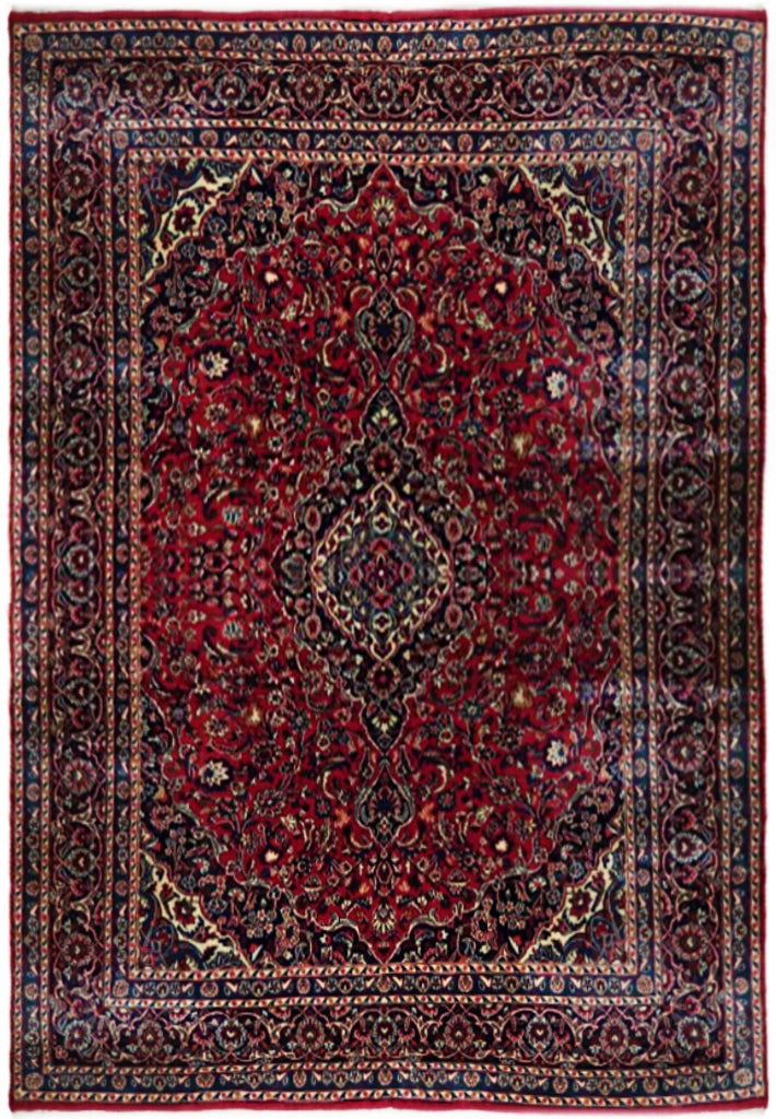 10 x 13 Red Semi Antique Handmade Persian Wool Kashan Rug: 10 x 13 Red Semi Antique Handmade Persian Wool Kashan Rug Free continental US Shipping Size in Feet: Width: 10 x Length: 13 Size in Inches: Width: 120 in x Length: 156 in Colors: Red Black Weave: 100%