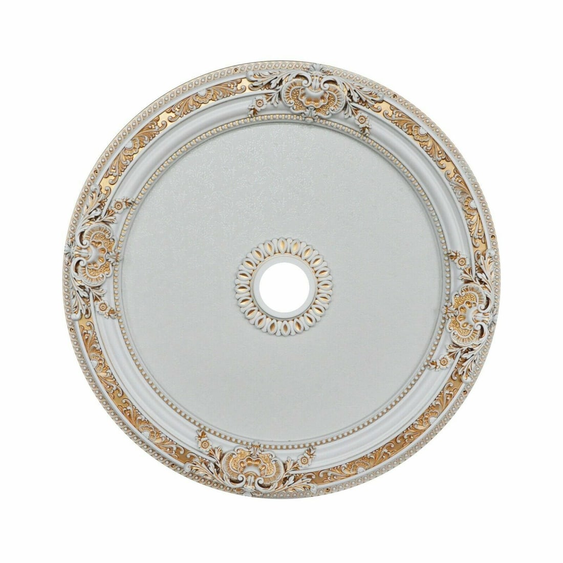36" ROUND CHANDELIER CEILING MEDALLION WHITE FLOWERS FOYER DINING ROOM BEDROOM: 36" ROUND CHANDELIER CEILING MEDALLION WHITE FLOWERS FOYER DINING ROOM BEDROOM Number Of Speeds: 1 Manufacturer Warranty: 1 year Mounting: Ceiling Mounted Diameter: 36" Item Width: 36" Item Length: 36
