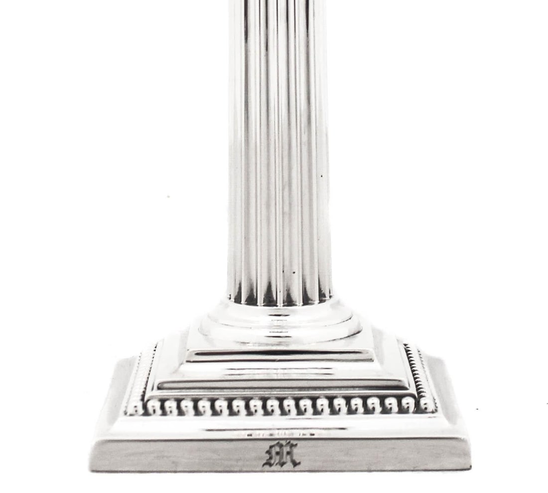 Sterling Silver Candlesticks: Sterling Silver Candlesticks Creator: Gorham Manufacturing Company (Manufacturer) Dimensions: Height: 8 in (20.32 cm)Diameter: 3 in (7.62 cm) Sold As: Set of 2 Materials and Techniques: Sterling Silve