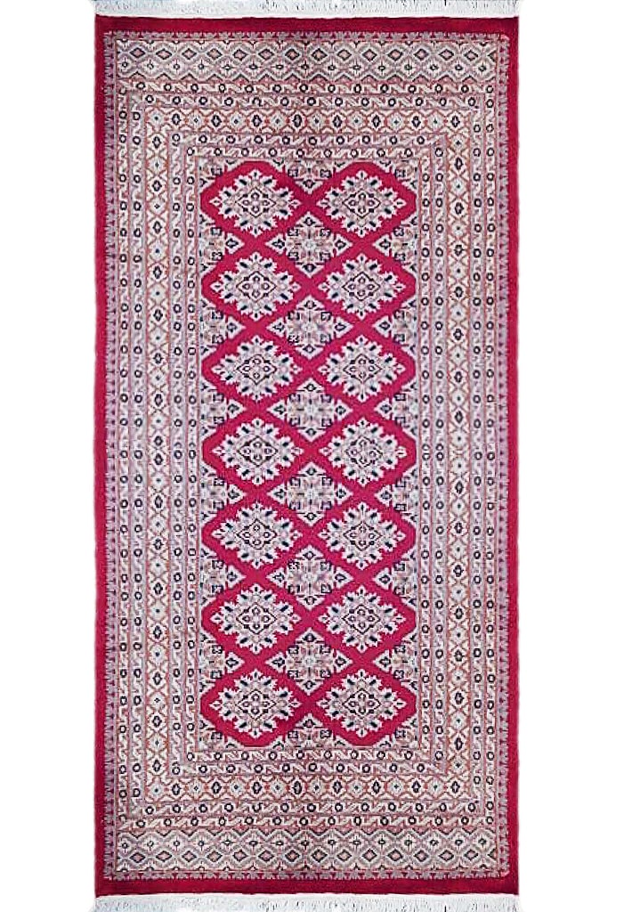 3 x 6 Red Jaldar Hand-knotted Bokhara Pattern Rug: 3 x 6 Red Jaldar Hand-knotted Bokhara Pattern Rug Free continental US Shipping Size in Feet: Width: 3'2 x Length: 5'8 Size in Inches: Width: 38 in x Length: 68 in Rug Type: Area Rug Colors: Red Weave: