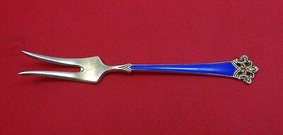 Anitra by Th Olsens .830 Silver Pickle Fork Two Tine Blue Enamel 4 inches: Anitra by Th. Olsens .830 Silver Pickle Fork Two Tine Blue Enamel 4" Anitra by th. Olsens. 830 silver pickle fork two tine with blue enamel 4" in the pattern anitra by th. Olsens. It is not monogramme