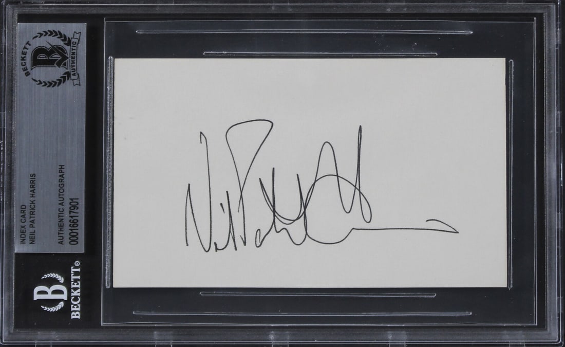 Neil Patrick Harris How I Met Your Mother Signed 3x5 Index Card BAS Slabbed 2: Neil Patrick Harris How I Met Your Mother Signed 3x5 Index Card BAS Slabbed 2 Industry: Movies Original/Reproduction: Original Autograph Authentication: Beckett Product Coa: Beckett Product Signed By