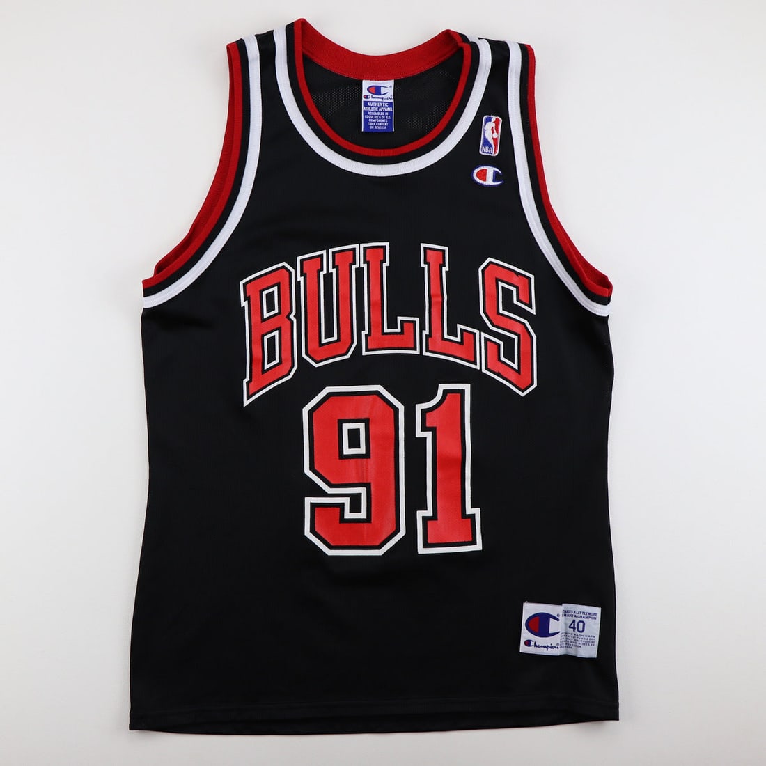 1990s Dennis Rodman Chicago Bulls NBA Jersey: 1990s Dennis Rodman Chicago Bulls NBA Jersey Original 1990s Dennis Rodman Chicago Bulls NBA Jersey. This is a true vintage jersey, not a modern reproduction. Sizes vary so please use measurements for 
