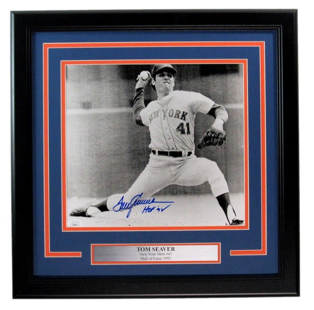 Tom Seaver HOF Signed/Inscr 11x11 Photo New York Mets Framed JSA 189343: Tom Seaver HOF Signed/Inscr 11x11 Photo New York Mets Framed JSA 189343 Productname: Tom Seaver HOF Signed/Inscr 11x11 Photo New York Mets Framed JSA Original/Reprint: Original Player: Tom Seaver Prod
