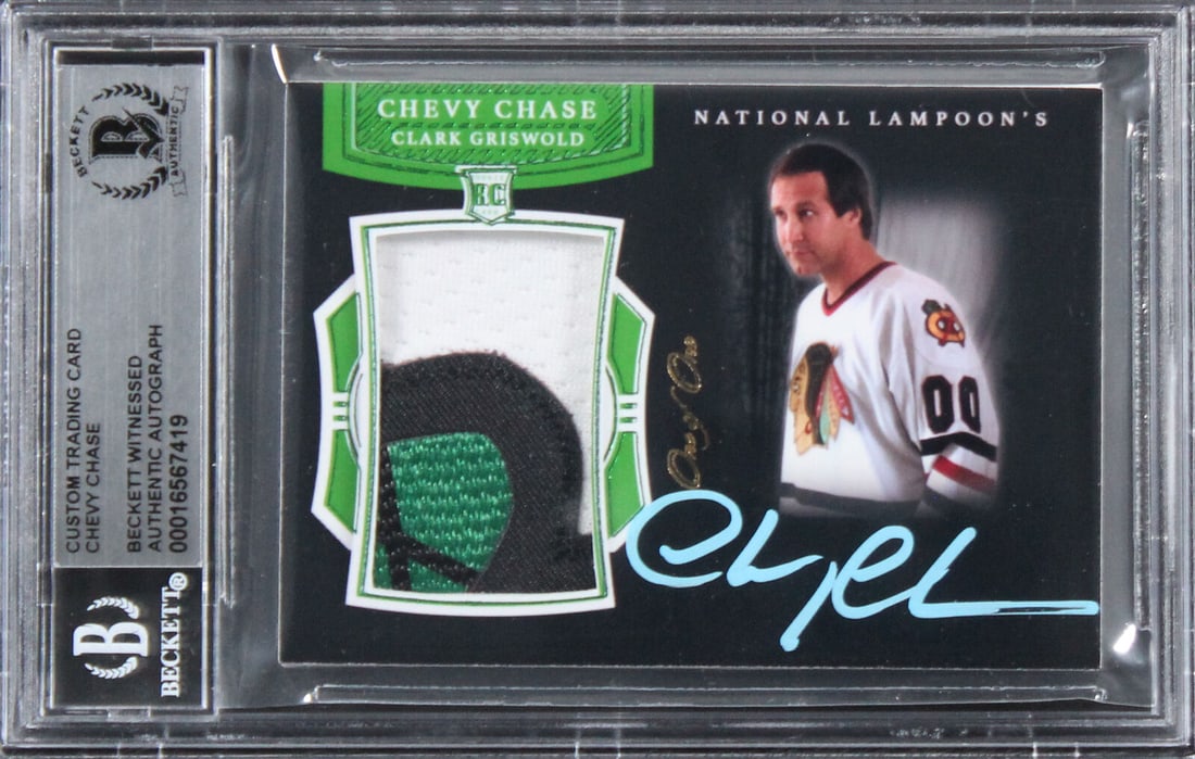 Chevy Chase Christmas Vacation Signed Relic Card One of One BAS Slab #16567419: Chevy Chase Christmas Vacation Signed Relic Card One of One BAS Slab #16567419 Industry: Movies Original/Reproduction: Original Autograph Authentication: Beckett Product Coa: Beckett Product Signed By