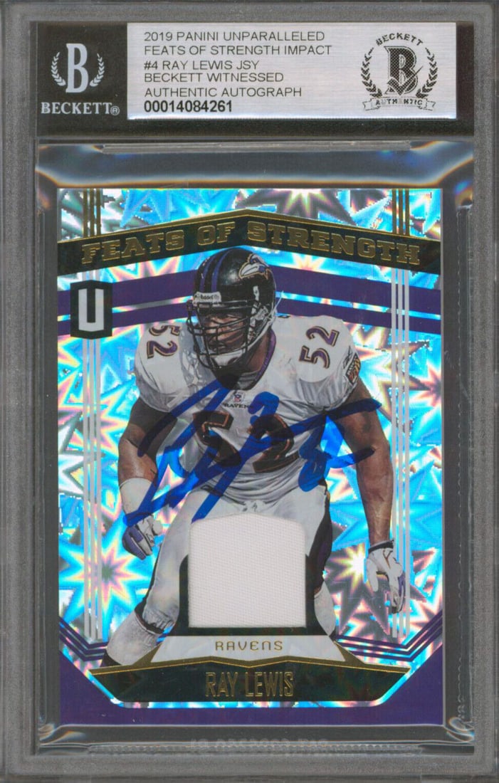 Ravens Ray Lewis Signed 2019 Panini Unparalleled FOSI #4 Card Auto 10! BAS Slab: Ravens Ray Lewis Signed 2019 Panini Unparalleled FOSI #4 Card Auto 10! BAS Slab Sport: Football-NFL League: NFL Team: Baltimore Ravens Graded: Yes Product Coa: Beckett Product Signed By Name: Ray Lewi