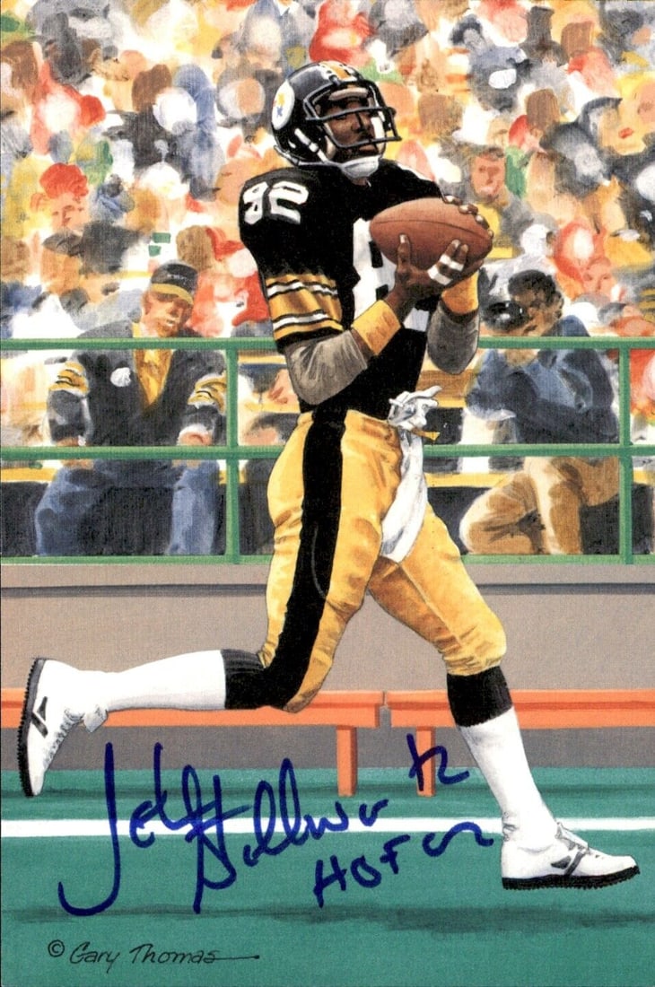 John Stallworth HOF Autographed Goal Line Art GLAC Postcard Steelers JSA: John Stallworth HOF Autographed Goal Line Art GLAC Postcard Steelers JSA Sport: Football Product: Index Card Original/Reprint: Original Autograph Authentication: JSA Team: Pittsburgh Steelers League: 