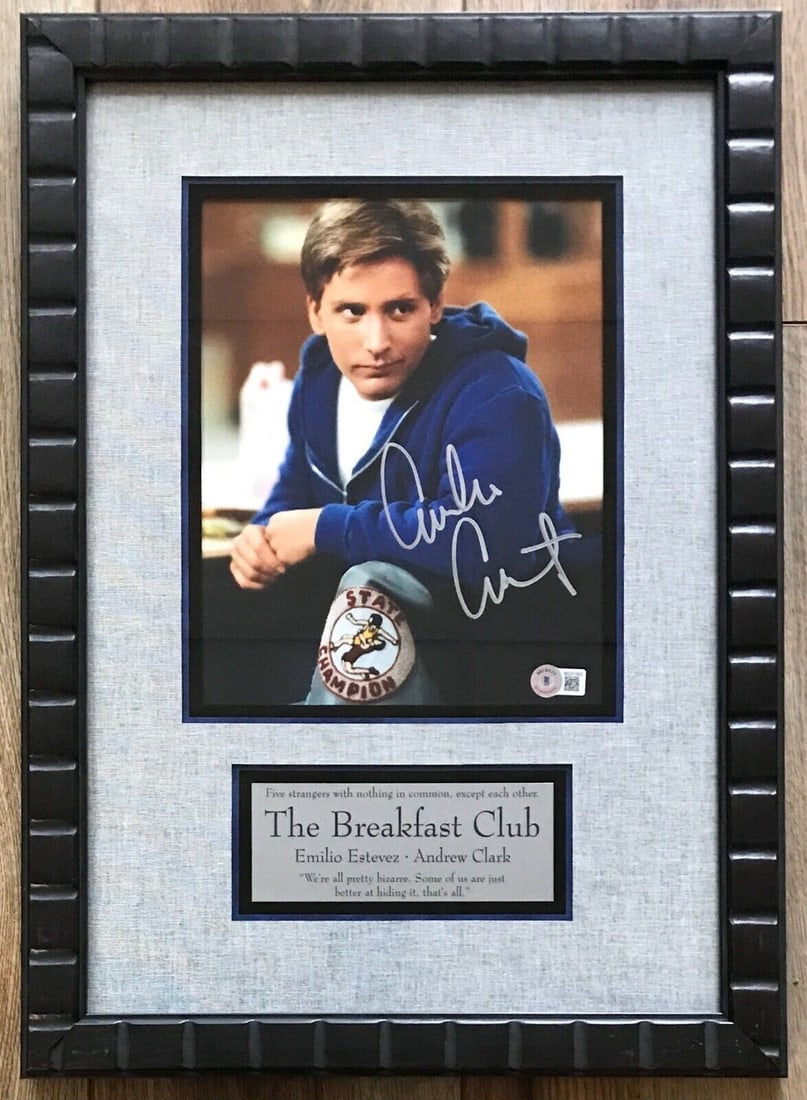 EMILIO ESTEVEZ (The Breakfast Club) signed 8x10 custom framed display-BAS: EMILIO ESTEVEZ (The Breakfast Club) signed 8x10 custom framed display-BAS Industry: Movies Personalize: No Movie: The Breakfast Club Signed By: Emilio Estevez Autograph Authentication: Beckett Object