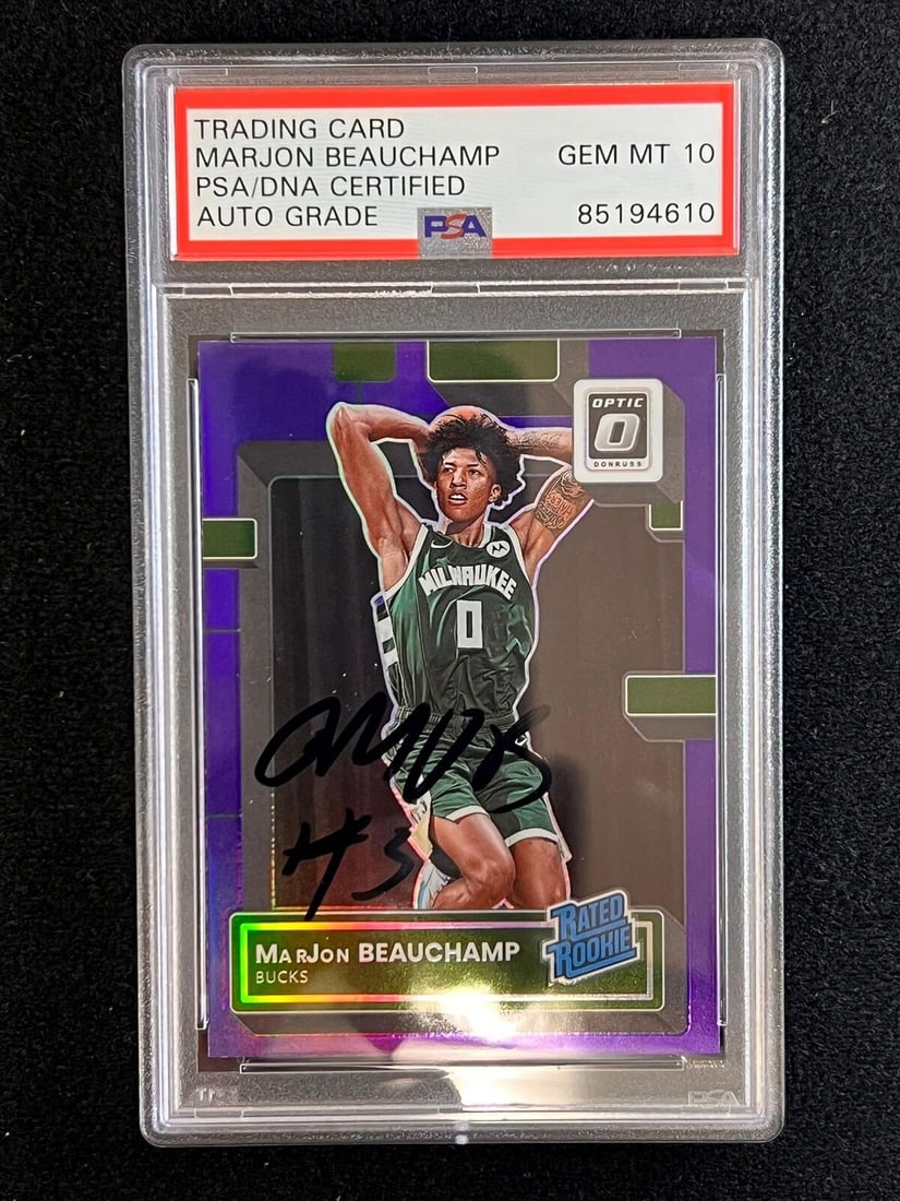 2022-23 Panini Donruss Optic #210 Marjon Beauchamp Signed Card AUTO PSA/DNA Slab: 2022-23 Panini Donruss Optic #210 Marjon Beauchamp Signed Card AUTO PSA/DNA Slab Pre-Owned While the lot images are representative of the item, the size, placement and strength of the signature may va