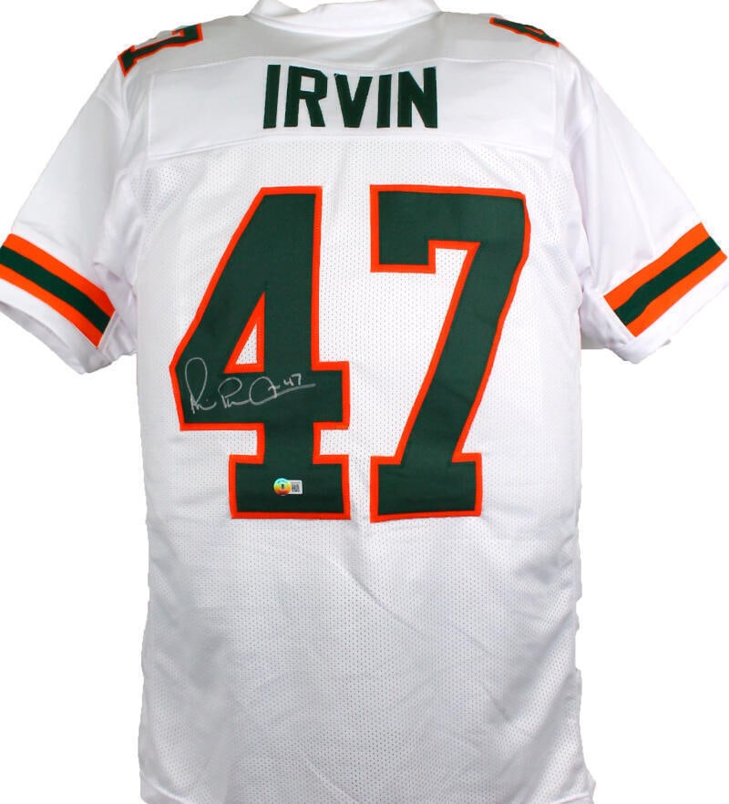 Michael Irvin Autographed White College Style Jersey- Beckett W Hologram *Silver: Michael Irvin Autographed White College Style Jersey- Beckett W Hologram *Silver Sport: Football Product: Jersey Original/Reprint: Original Team: Miami Hurricanes Player: Michael Irvin Autograph Authe