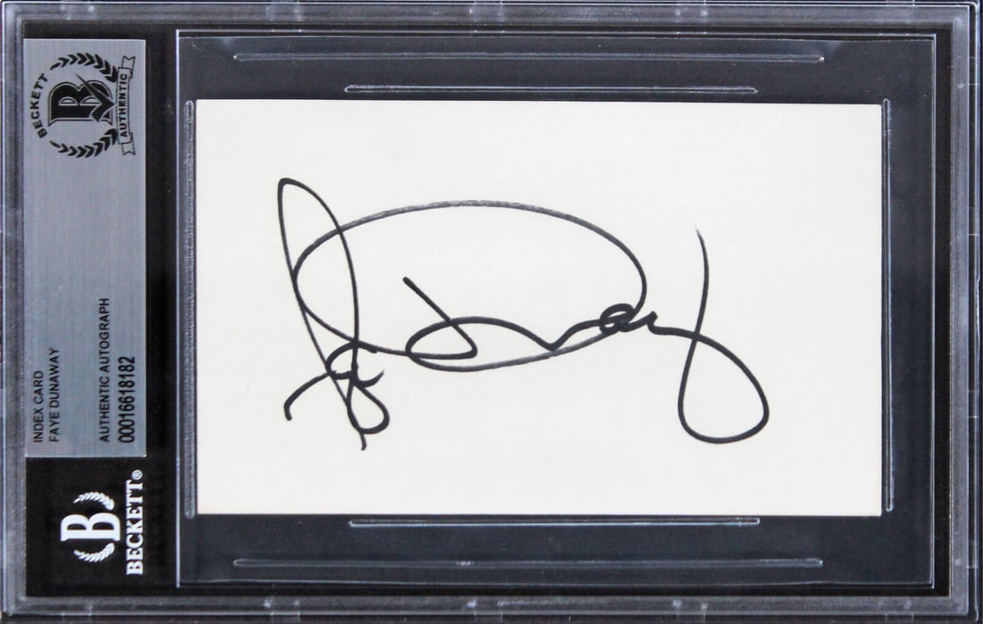 Faye Dunaway Bonnie & Clyde Signed 3x5 Index Card BAS Slabbed: Faye Dunaway Bonnie & Clyde Signed 3x5 Index Card BAS Slabbed Autograph Authentication: Beckett Original/Reproduction: Original Product Coa: Beckett Product Signed By Name: Faye Dunaway Pre-Owned Whil