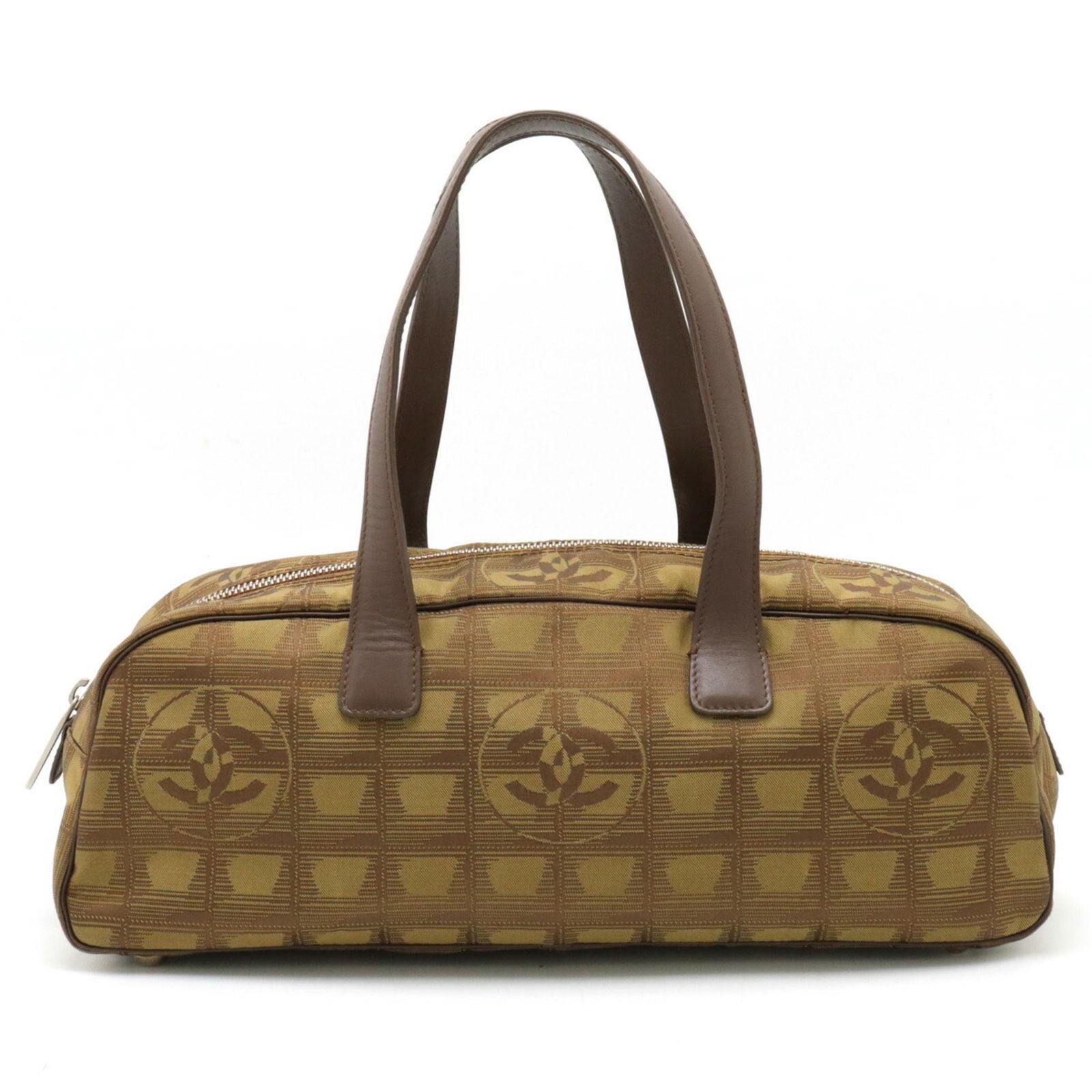 CHANEL New Travel Line Boston Bag Handbag Nylon Jacquard Leather Khaki Green A15828: CHANEL New Travel Line Boston Bag Handbag Nylon Jacquard Leather Khaki Green A15828 Brand: Chanel Line: New Travel Line Model: A15828 Type: Boston bag Handbag Material: Jacquard Leather Jacquard: Leat