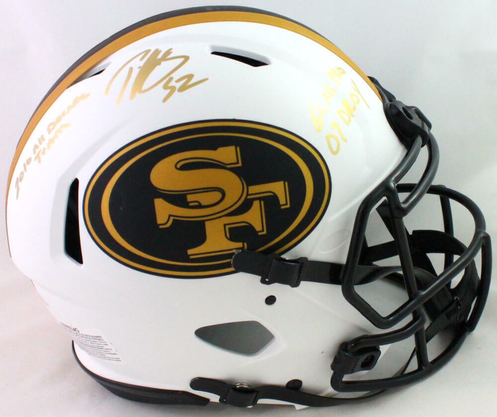 Patrick Willis Signed 49ers Lunar FS Helmet w/ 3 Insc- Beckett W *Gold: Patrick Willis Signed 49ers Lunar FS Helmet w/ 3 Insc- Beckett W *Gold Sport: Football Product: Helmet Original/Reprint: Original Player: Patrick Willis Team: San Francisco 49ers Autograph Authenticat