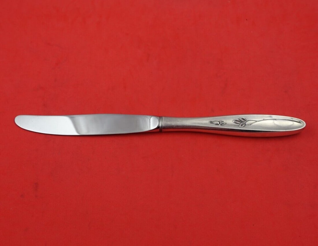 Rose Solitaire by Towle Sterling Silver Dinner Knife 9 5/8" Flatware Heirloom: Rose Solitaire by Towle Sterling Silver Dinner Knife 9 5/8" Flatware Heirloom Rose solitaire by towlesterling silver hollow handle with stainless blade dinner knife 9 5/8" in the pattern rose solitair