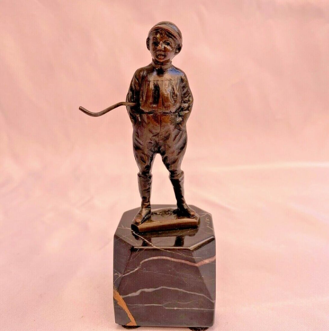 19C French Bronze on Marble Statue of Boy with Stick Signed: 19C FRENCH BRONZE ON MARBLE STATUE OF A BOY WITH STICK SIGNED Modified Item: No Material: Bronze PLEASE NOTE: LOCAL PICK UP IS NOT AN OPTION AND ALL ITEMS IN THIS AUCTION MUST BE SHIPPED. We offer Fre