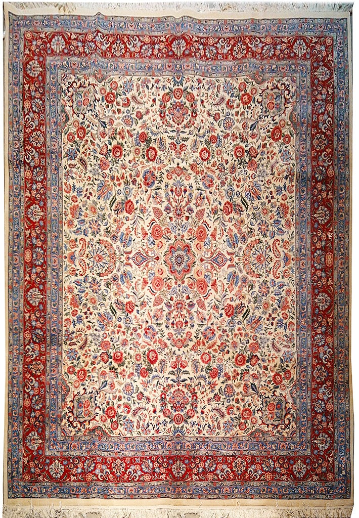 9 x 11 Persian Sarouk Ivory red Rug: 9 x 11 Persian Sarouk Ivory red Rug Free continental US Shipping Size in Feet: Width: 9 x Length: 11 Size in Inches: Width: 107 in x Length: 132 in Rug Type: Area Rug Colors: Ivory Red Weave: Hand-Kno