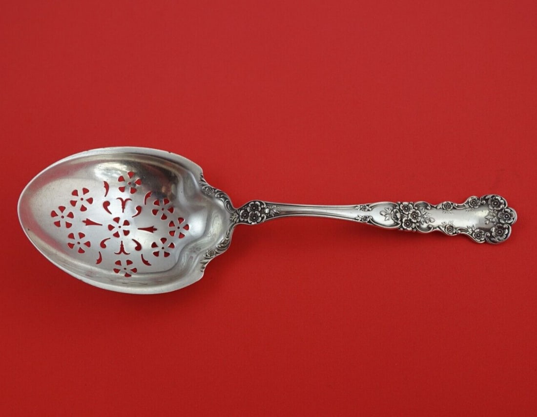 Buttercup Gorham Sterling Silver Nut Spoon Master 9in Serving Heirloom Floral: Buttercup by Gorham Sterling Silver Nut Spoon Master 9" Serving Heirloom Intricately carved floral motifs carefully arranged along the handle and by the neck of this fanciful pattern are balanced by a