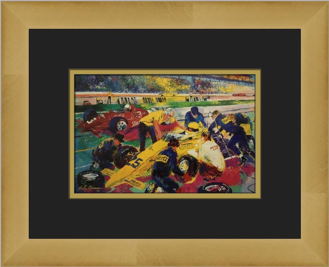 Leroy Neiman Indy Time Trials Custom Framed Print: Leroy Neiman Indy Time Trials Custom Framed Print Size: Medium (up to 36in.) Region Of Origin: united states Artist: LeRoy Neiman Production Technique: Lithography Framing: Matted & Framed Style: Impr