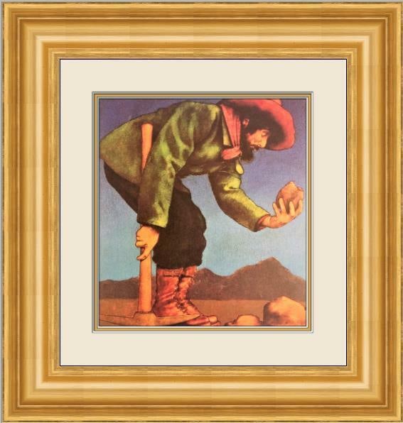 Maxfield Parrish - Prospector Custom Framed Print: Maxfield Parrish - Prospector Custom Framed Print Features: Framed Matted Region Of Origin: united states Item Width: 24 in Title: Prospector Production Technique: Lithography Item Length: 24 in Item