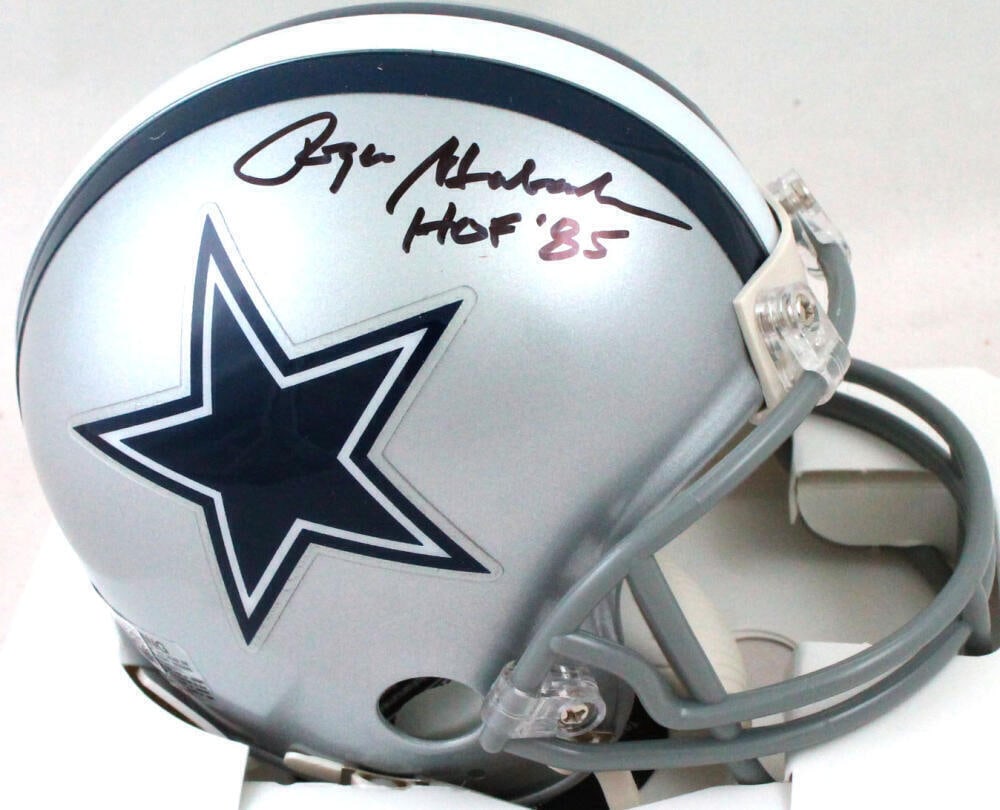 Roger Staubach Autographed Dallas Cowboys Mini Helmet w/HOF-Beckett W Holo *Blk: Roger Staubach Autographed Dallas Cowboys Mini Helmet w/HOF-Beckett W Holo *Blk Sport: Football Product: Helmet Original/Reprint: Original Player: Roger Staubach Team: Dallas Cowboys Autograph Authent