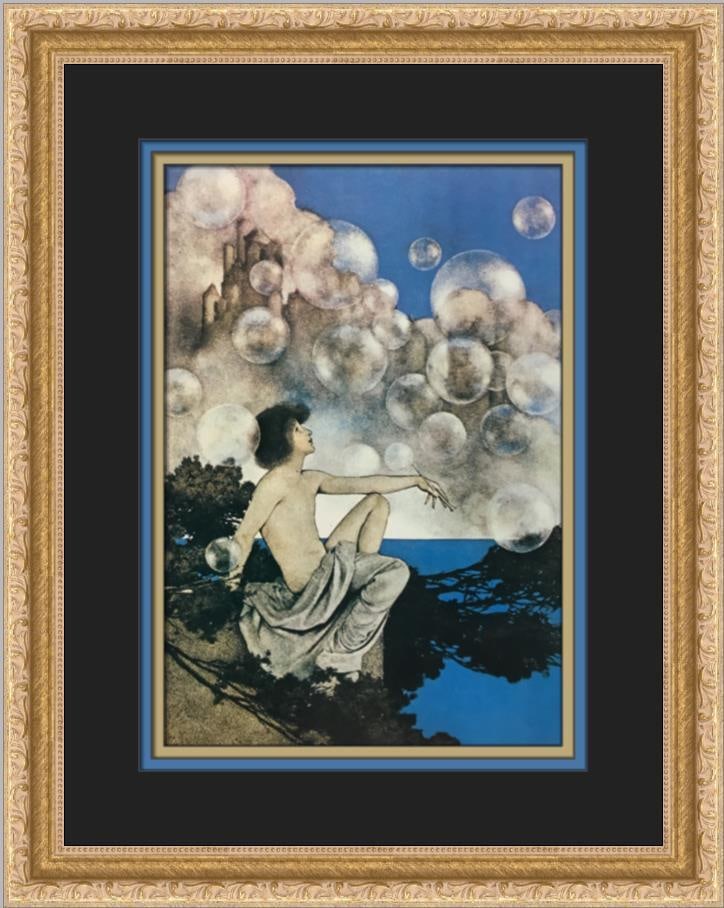 Maxfield Parrish Air Castles Custom Framed Print: Maxfield Parrish Air Castles Custom Framed Print Size: Medium Region Of Origin: united states Artist: Maxfield Parrish Production Technique: Lithography Framing: Matted & Framed Style: Impressionism I