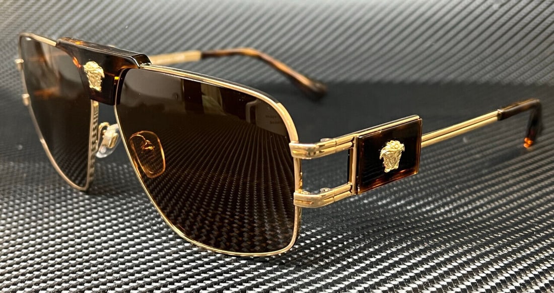 VERSACE VE2251 147073 Gold Dark Brown Mens Large 63 mm Sunglasses: VERSACE VE2251 147073 Gold Dark Brown Mens Large 63 mm Sunglasses Frame Color: Gold Type: Sunglasses New The Mynt Guarantee: All items in this auction are guaranteed to be 100% authentic. At Your Serv