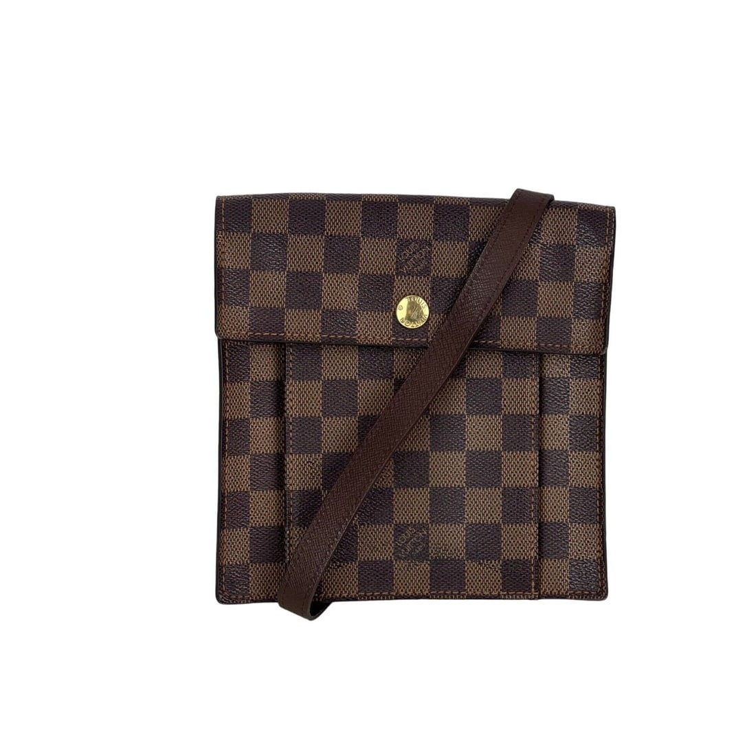 LOUIS VUITTON Pimlico Damier Ebene Crossbody Bag Messenger: LOUIS VUITTON Pimlico Damier Ebene Crossbody Bag Messenger Bag Width: 7 in Shape: Square Closure: Snap Handle/Strap Color: Brown Size: Small Hardware Color: Gold Bag Depth: 1 in Fabric Type: microfibe