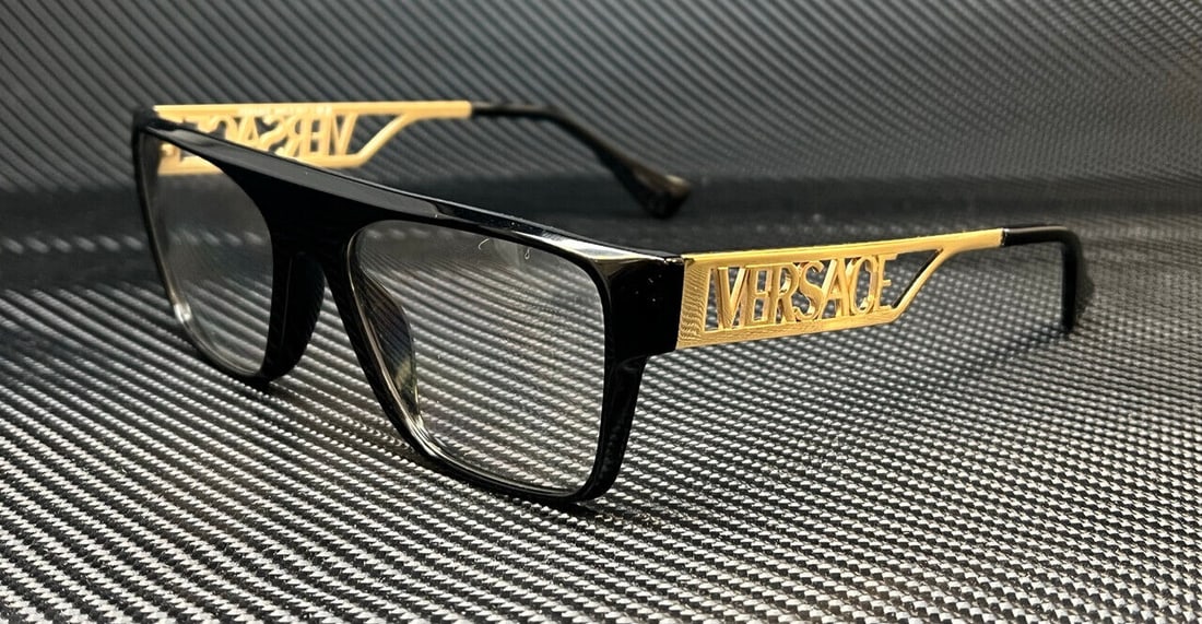 VERSACE VE3326U GB1 Black Gold Mens 53 mm Eyeglasses: VERSACE VE3326U GB1 Black Gold Mens 53 mm Eyeglasses Frame Color: Black Type: Eyeglasses New The Mynt Guarantee: All items in this auction are guaranteed to be 100% authentic. At Your Service: At Mynt