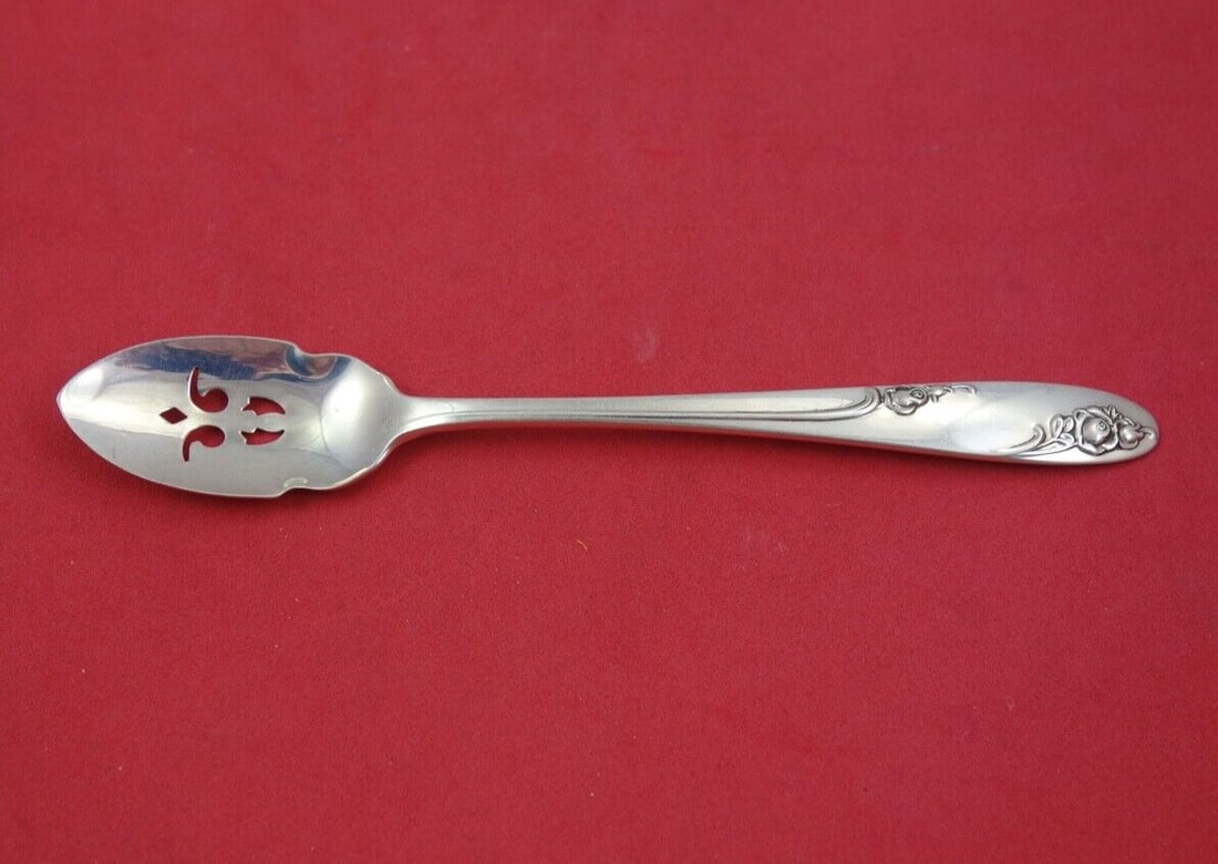 Rosecrest Alvin Sterling Silver Olive Spoon Pierced Custom Made 5 3/4 inches: Rosecrest by Alvin Sterling Silver Olive Spoon Pierced Custom Made 5 3/4" Seller Notes: "Alvin" Brand: Alvin Pattern: Rosecrest Composition: Sterling Silver Type: Serving Spoon Maker: Alvin Rosecrest