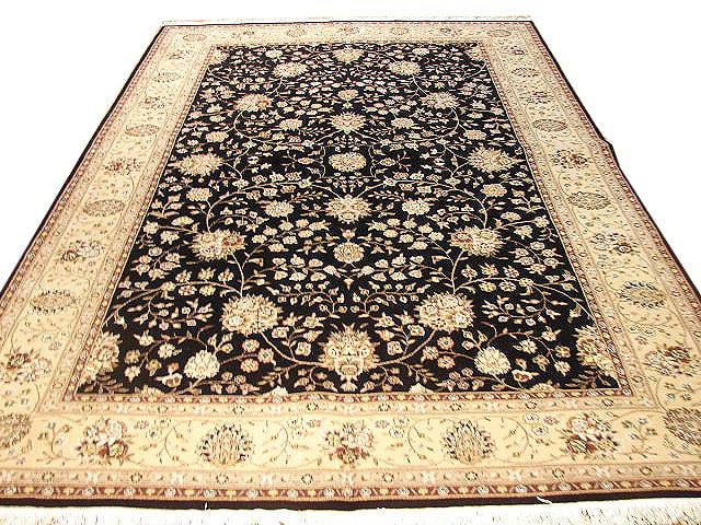 6 x 9 Wool Silk Handmade Rug Black Tabriz 200KPSI Weave: 6 x 9 Wool and Silk Fine Handmade Rug BLACK Tabriz 200KPSI Weave Free continental US Shipping Size in Feet: Width: 5.9 x Length: 8.9 Size in Inches: Width: 69 in x Length: 105 in Rug Type: Area Rug Co