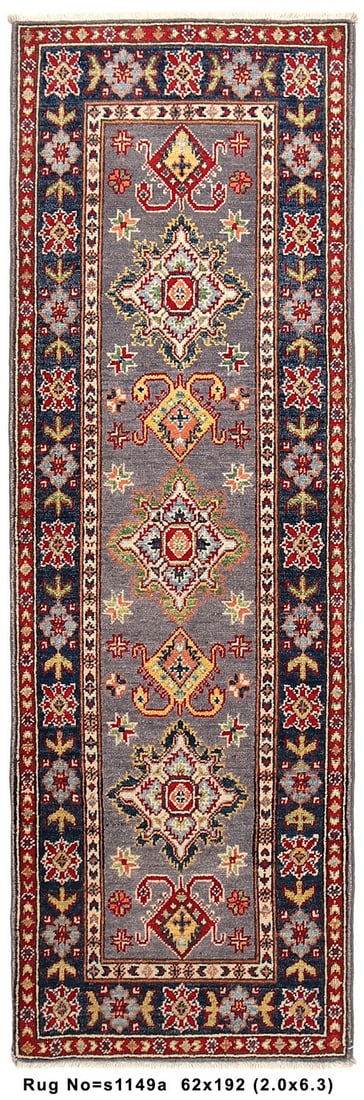 Ornate Medallion 2 x 6 Handmade Kazak Runner Rug: Ornate Medallion 2 x 6 Handmade Kazak Narrow Runner Rug Free continental US Shipping Size in Feet: Width: 2 x Length: 6.4 Size in Inches: Width: 24 in x Length: 76 in Rug Type: Area Rug Colors: The ru