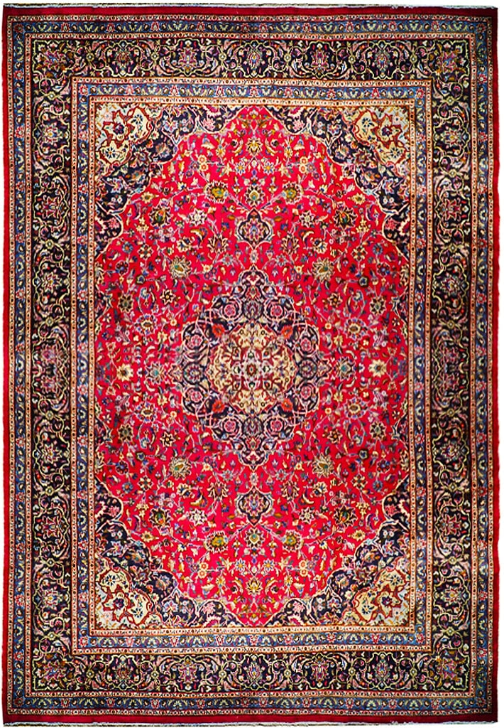 10 x 13 Red Vintage Hamadan Persian Mashad Rug Handmade: 10 x 13 Vintage Hamadan Collection Persian Mashad Rug Free continental US Shipping Size in Feet: Width: 10 x Length: 13 Size in Inches: Width: 120 in x Length: 156 in Colors: Burgundy Blue green ivory