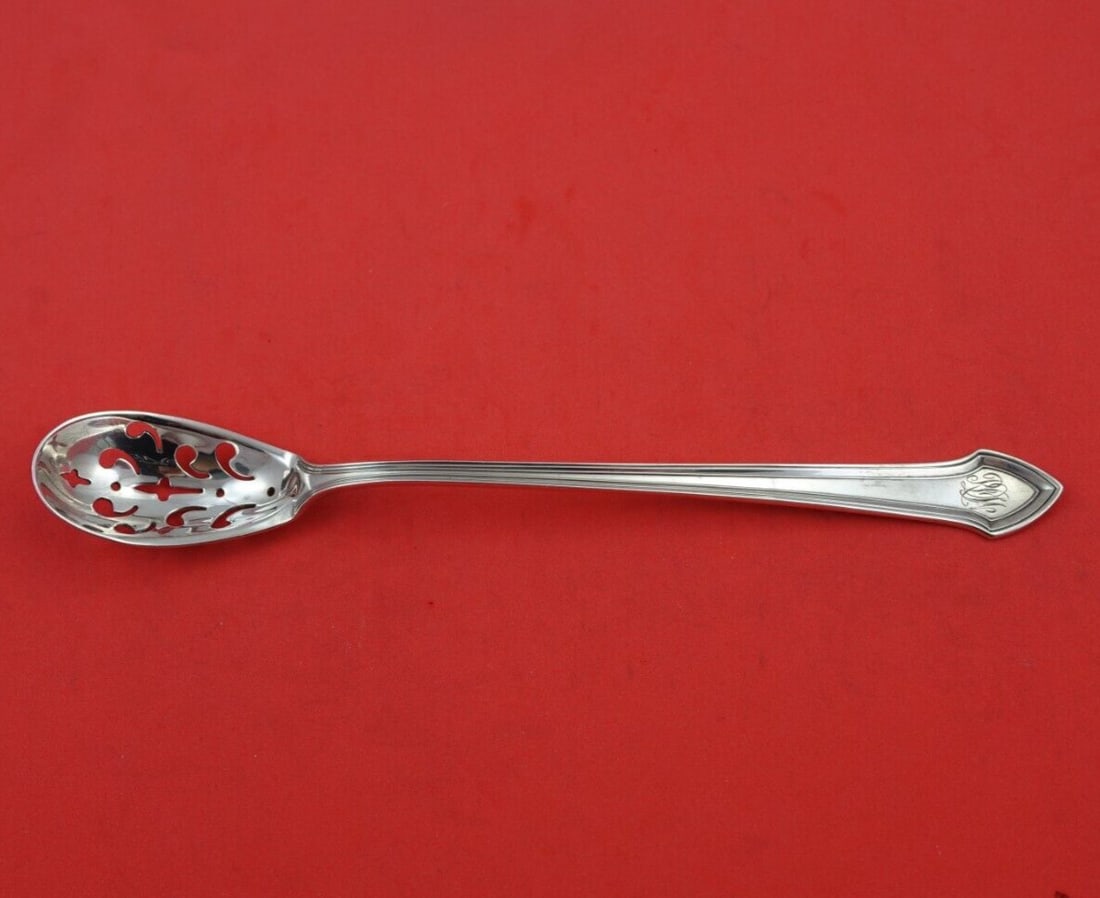 Essex by Durgin Sterling Silver 8in Olive Serving Spoon Pierced Long: Essex by Durgin Sterling Silver Olive Spoon Pierced Long Original 8" Serving Seller Notes: "Excellent condition" Brand: Durgin Pattern: Essex Composition: Sterling Silver Type: Slotted Spoon Maker: Du