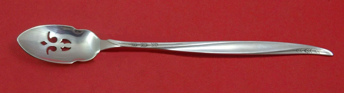 Pine Spray Sterling Silver Olive Spoon Pierced 7 1/8 inches by International: Pine Spray by International Sterling Silver Olive Spoon Pierced Long Custom Pattern: Pine Spray Brand: International Type: Serving Spoon Age: Post-1940 Composition: Sterling Silver Maker: Internationa