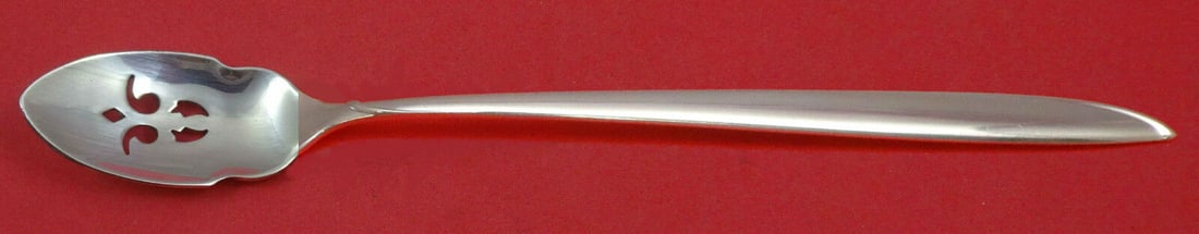 Silver Rhythm Sterling Silver Olive Spoon Pierced Long 7 3/8 inches Custom: Silver Rhythm by International Sterling Silver Olive Spoon Pierced Long Custom Pattern: Silver Rhythm Brand: International Type: Serving Spoon Age: Post-1940 Composition: Sterling Silver Maker: Intern