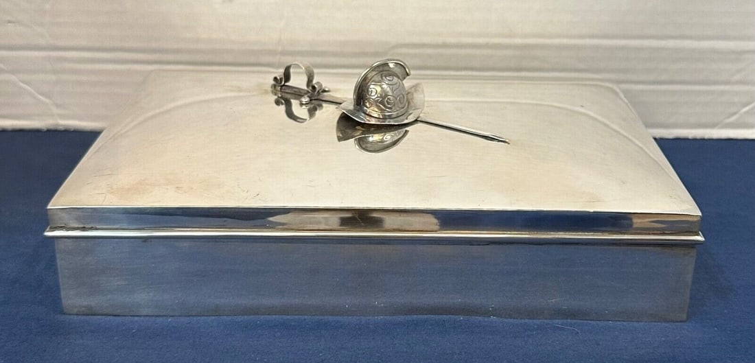 Tiffany Co Sterling Silver Mid-Century Modern Pill Box Vintage 9.25in x 6.125in x 3in: tiffany co sterling silver pill box vintage Composition: Sterling Silver Style: Mid-Century Modern Age: Post-1940 THis vintage custom made Tiffany & Co. sterling silver box is uniquely designed with a