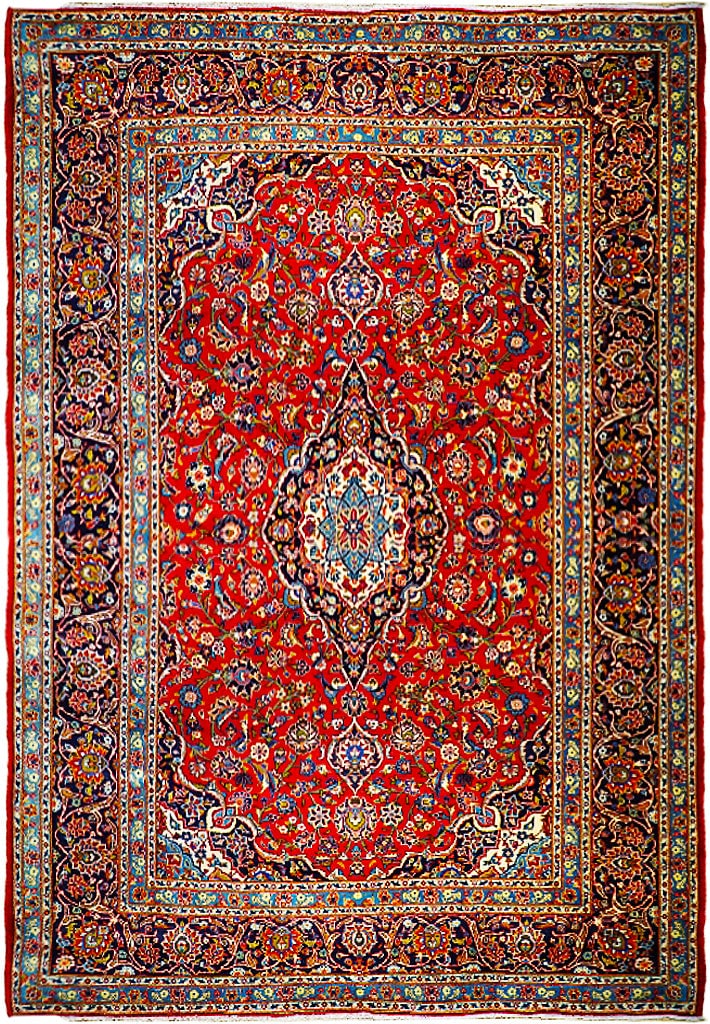 8 x 12 Red Persian Kashan Rug Handmade Wool: 8 x 12 Red Fine Quality Persian Kashan Rug Free continental US Shipping Size in Feet: Width: 8 x Length: 12 Size in Inches: Width: 96 in x Length: 144 in Colors: Red Blue Weave: 100% Handmade Pile: 3/