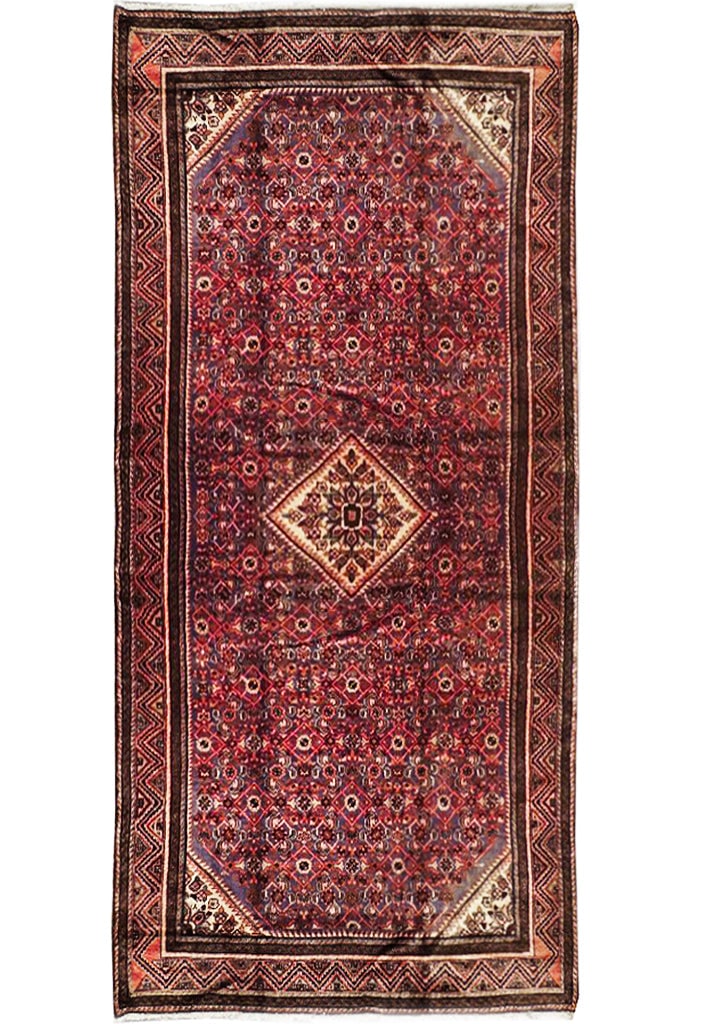 5 x 11 Wine Red Semi Antique Persian Herati Runner Handmade Wool: 5 x 11 Wine Red Semi Antique Persian Herati Runner Free continental US Shipping Size in Feet: Width: 5 x Length: 11 Size in Inches: Width: 60 in x Length: 132 in Colors: Wine Red Ivory Weave: 100% Han