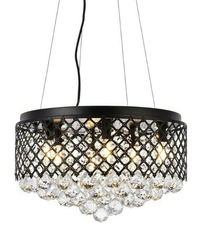 Crystal Ball Chandelier Pendant 6 Light Fixture 18 inches Black Modern LED: Crystal ball Chandelier Pendant Black Bathroom Dining Room 6 Light Fixture 18 in Light Color: Clear Clear White Warm White White Power Source: Hardwired Item Length: 18 in Control Style: Wall Switch S