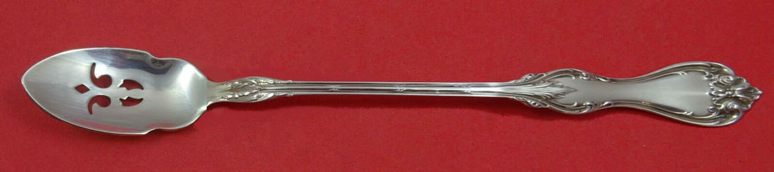 Duke of York Sterling Silver Olive Spoon 8 1/8 inches Long by Whiting: Duke of York by Whiting Sterling Silver Olive Spoon Pierced Long 8 1/8" Custom Type: Serving Spoon Age: Post-1940 Brand: Whiting Composition: Sterling Silver Maker: Whiting Pattern: Duke of York Featu