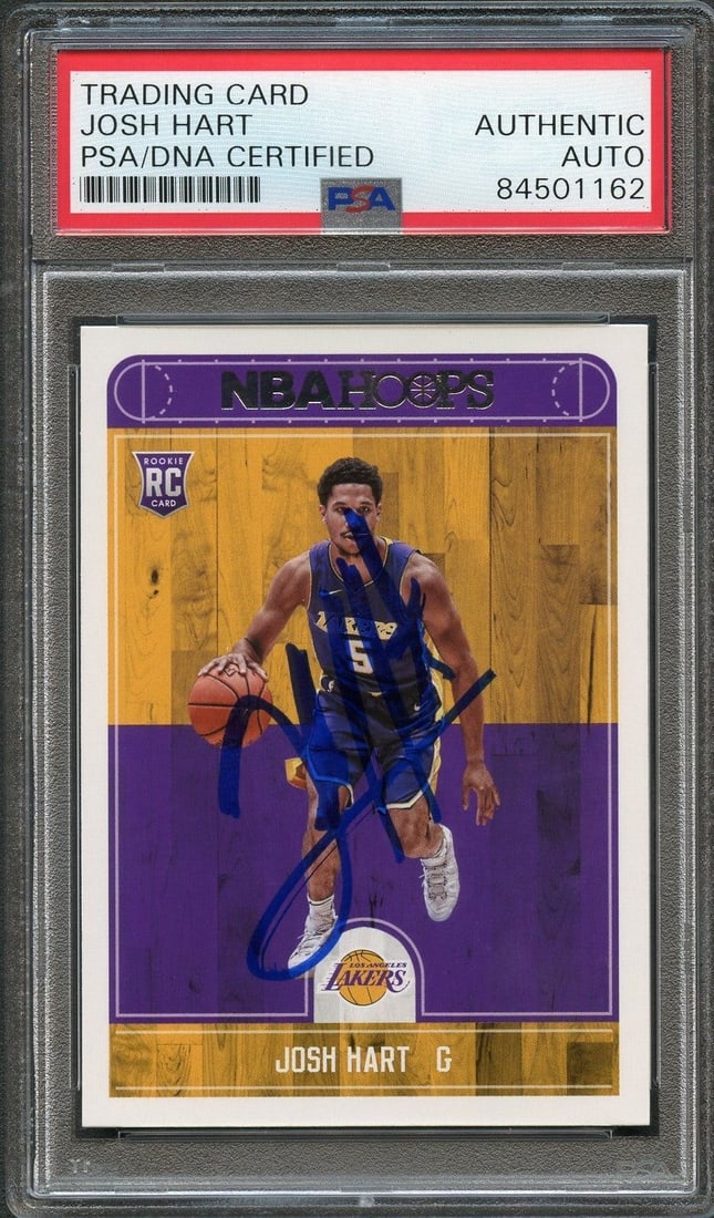 2017-18 NBA Hoops Josh Hart Signed Card AUTO PSA Slabbed RC Lakers: 2017-18 NBA Hoops #280 JOSH HART Signed Card AUTO PSA Slabbed RC Lakers Sport: Aikido Pre-Owned While the lot images are representative of the item, the size, placement and strength of the signature m