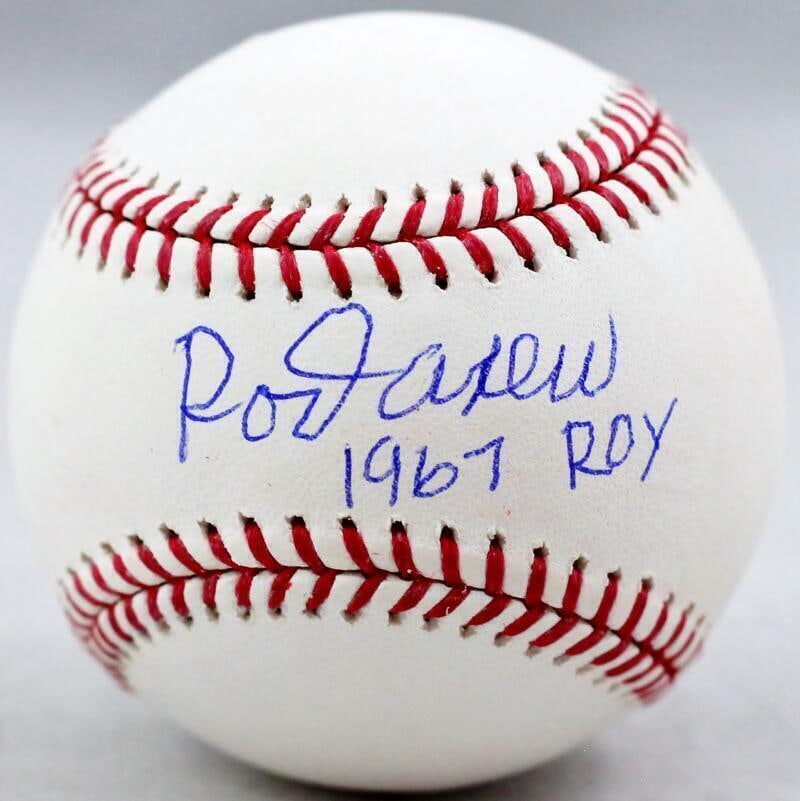Rod Carew Autographed Rawlings OML Baseball 1967 ROY Beckett: Rod Carew Autographed Rawlings OML Baseball w/ 1967 ROY - Beckett Sport: Baseball Product: Ball Original/Reprint: Original Player: Rod Carew Autograph Authentication: Beckett Team: Minnesota Twins Pre
