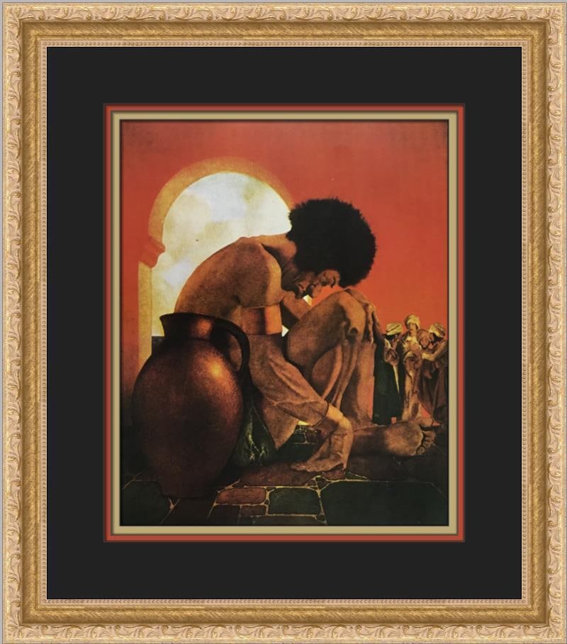 Maxfield Parrish Sinbad Plots Against the Giant Custom Framed Print 15 x 18 in: Maxfield Parrish Sinbad Plots Against the Giant Custom Framed Print Size: Medium Region Of Origin: united states Artist: Maxfield Parrish Production Technique: Lithography Framing: Matted & Framed Sty