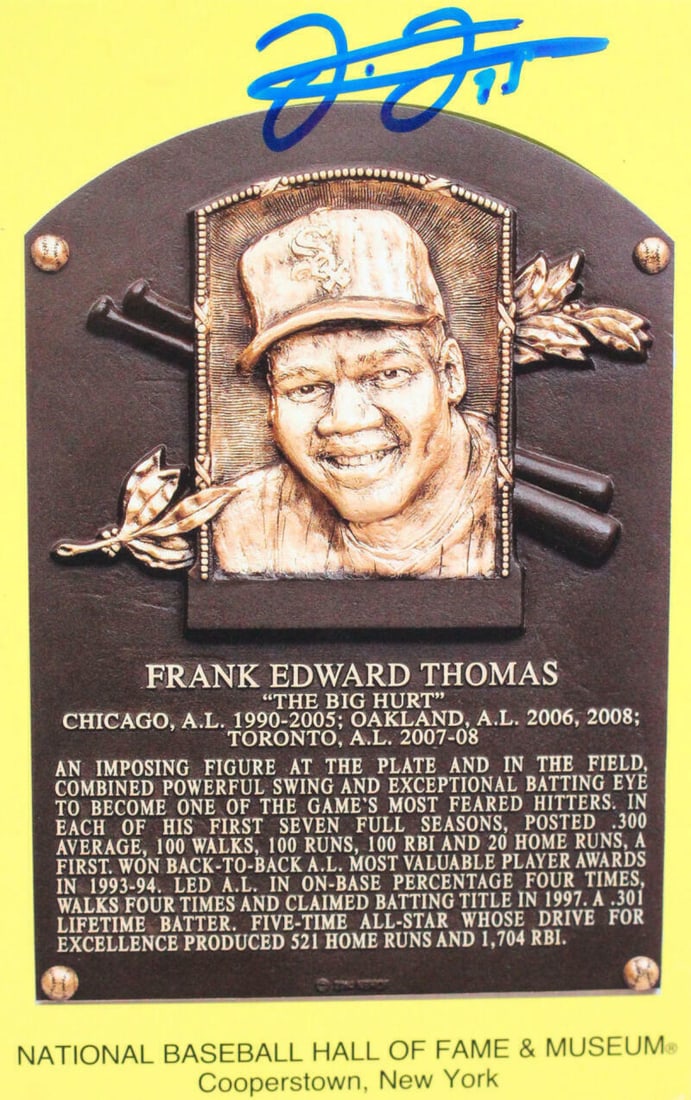 Frank Thomas Autographed National Baseball HOF Goal Line Art Card Beckett Certified: Frank Thomas Autographed National Baseball HOF Goal Line Art Card- Beckett W*Blu Sport: Football Product: Photo Original/Reprint: Original Player: Frank Thomas Autograph Authentication: Beckett Signed